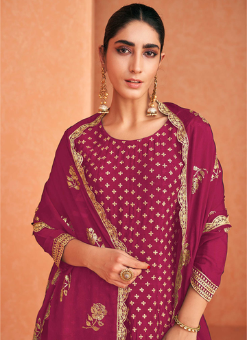 Georgette Magenta Pink Women Sharara Suit Online